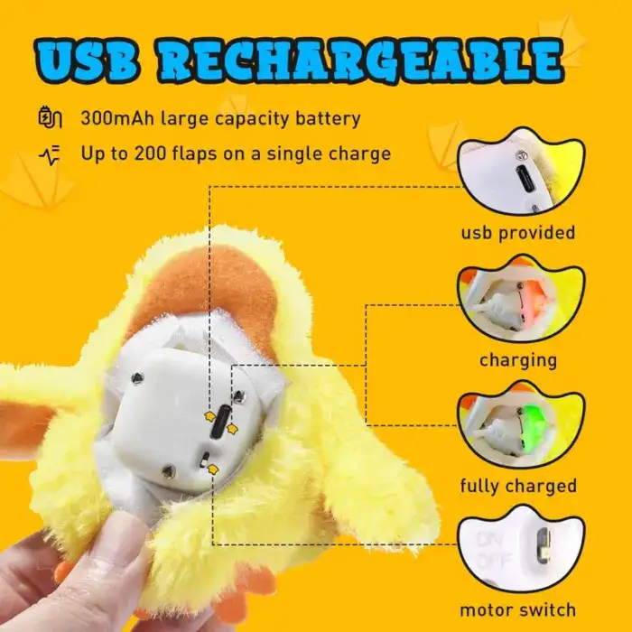 Cat Toys Rechargeable Flapping Duck